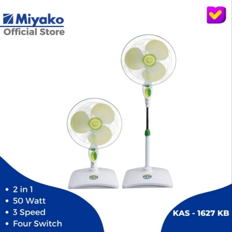 Pekanbaru Kipas Angin Miyako Kas-1627 Kb 16 Inch 2 In 1 / Kas 1627Kb Stand Fan