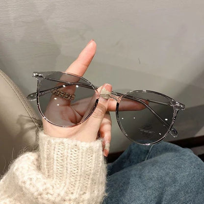 Pekanbaru Kacamata Photochromic Anti Radiasi Bentuk Bulat Bahan Metal Gaya