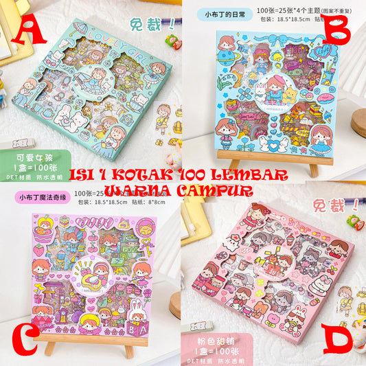 Pekanbaru 100 Lembar Stiker Anti Air Korea Lucu - Sticker Waterproof PVC HP Laptop 2D Aesthetic RANDOM WARNA