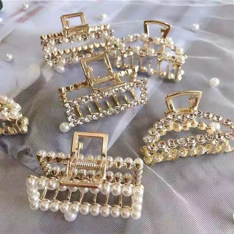 Pekanbaru Jedai 5Cm Mutiara Elegan / Jepit Rambut Alloy Korea Mutiara Permata