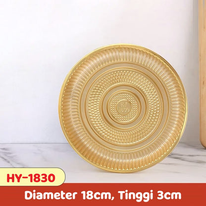 Pekanbaru Tray Mika Bulat Gold / Alas Puding Berbagai Ukuran Per Pack