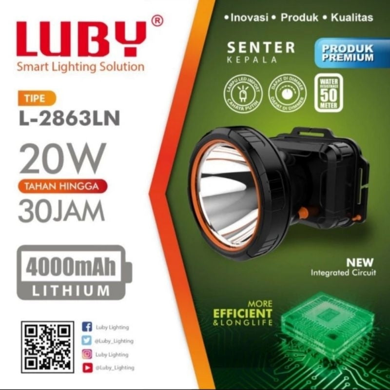 Pekanbaru Senter Kepala Luby 20 Watt L-2863Ln / L 2863Ln Cahaya Putih