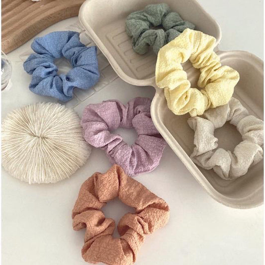 Pekanbaru HR- Ikat Rambut Scrunchie Satin Silk Kain Crepe Warna Pastel IMPORT Korea Aksesoris Fashion Wanita