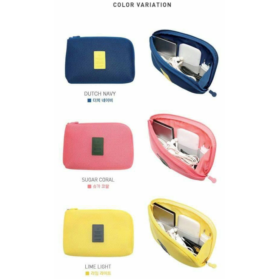 Pekanbaru [HR] Dompet travel pouch / Organizer cable pouch travel / Shockproof Mesh Travel Organizer Pocket Kantong Cas Batrai Penyimpanan Charger Kabel Data Headset Kabel