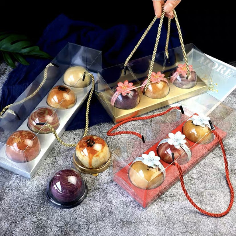Pekanbaru Mooncake Box / Kotak Kue Bulan Mika Isi 3 Handle Tali