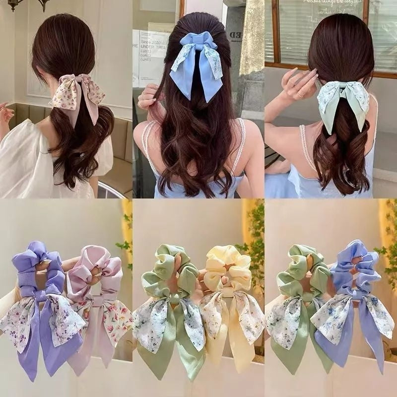 Pekanbaru Spring Scrunchie / Ikat Rambut Pita Kain Satin Korea / Scrunchie Kunciran Rambut Anak