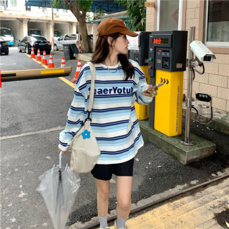 Pekanbaru Sweater Oversize Spear Youth Ombre Pink Biru Bordir Bludru Simple Aesthetic Sweatshirt Couple Unisex Korean Style