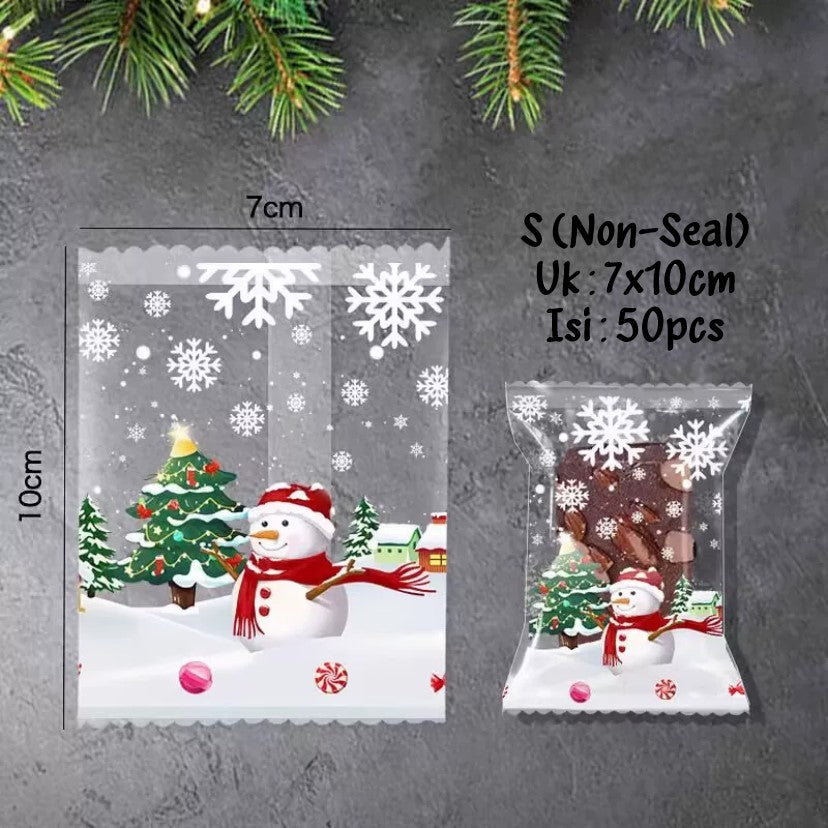 Pekanbaru Christmas Cookies Pouch / Plastik Cookies Natal Motif Salju Berbagai Ukuran