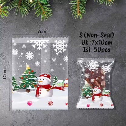 Pekanbaru Christmas Cookies Pouch / Plastik Cookies Natal Motif Salju Berbagai Ukuran