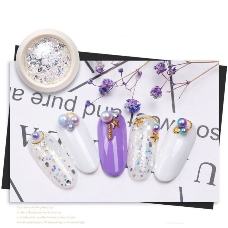 Pekanbaru Bubuk Glitter Manik Sequin Kristal Campur Warna Kutek Gel Uv Dekorasi Nail Art