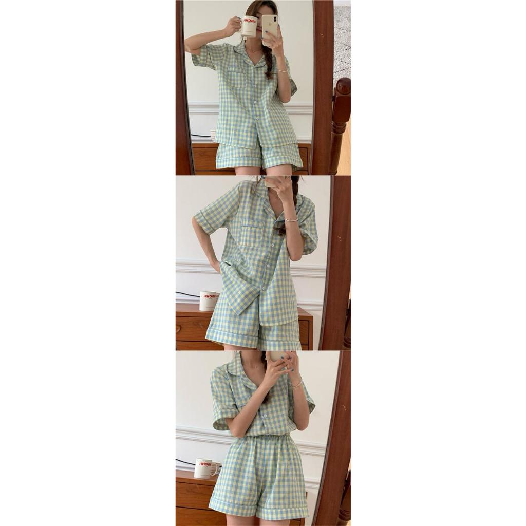 Pekanbaru Baju Tidur Set Kemeja Lengan Pendek Celana Pendek Piyama Setelan Full Pattern Piyama Kancing Depan Unik Motif Lucu Korean Style Sleep Wear Hot Pants Model Shirt