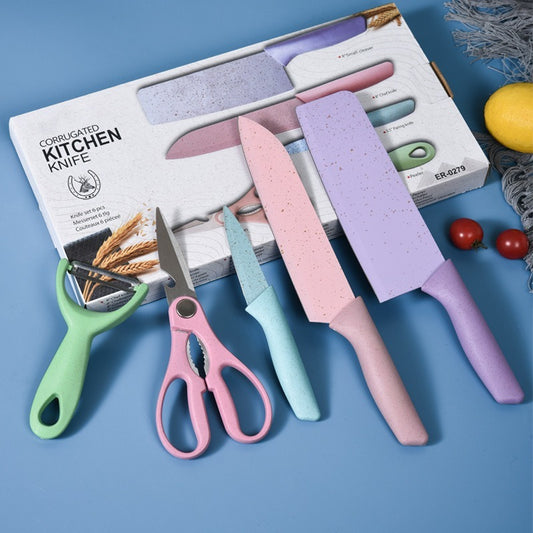 Pekanbaru Pisau dapur sultan Set 6 in 1 Bahan Stainless Steel pisau roti gunting set pengupas buah