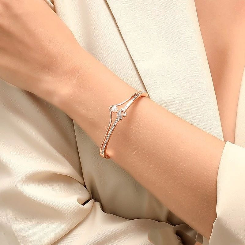 Pekanbaru Gelang Bracelets Fashion Swan Cuff Bracelet With Zircon Women Animal Bird
