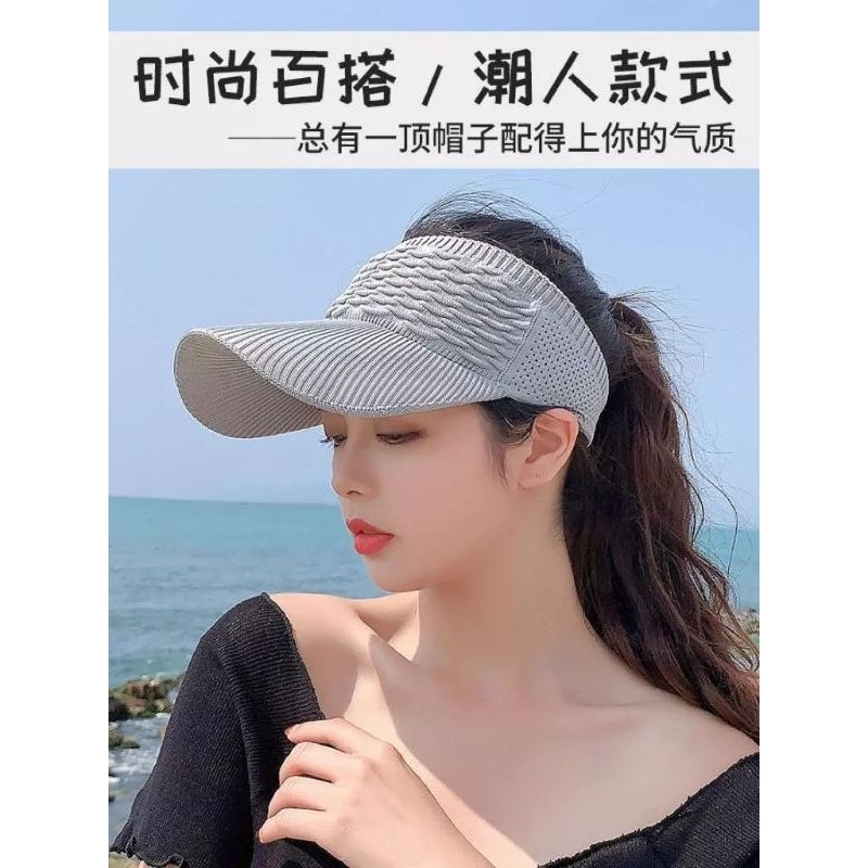Pekanbaru Topi Senam Zumba Wanita Dewasa Knit Visor Sport Rajut Katun Bersepeda Pantai