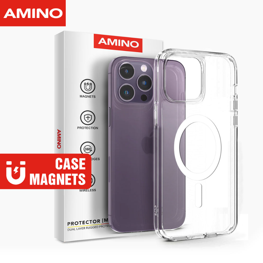 Pekanbaru Magnetic Case Iphone Original AMINO Untuk Iphone 11 12 13 14 15 Pro Max Plus Clear Hybrid Bumper