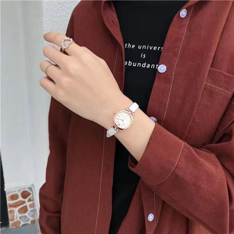 Pekanbaru Jam Tangan Casual Wanita Analog Kecil Dial Bulat Dengan Strap Pu