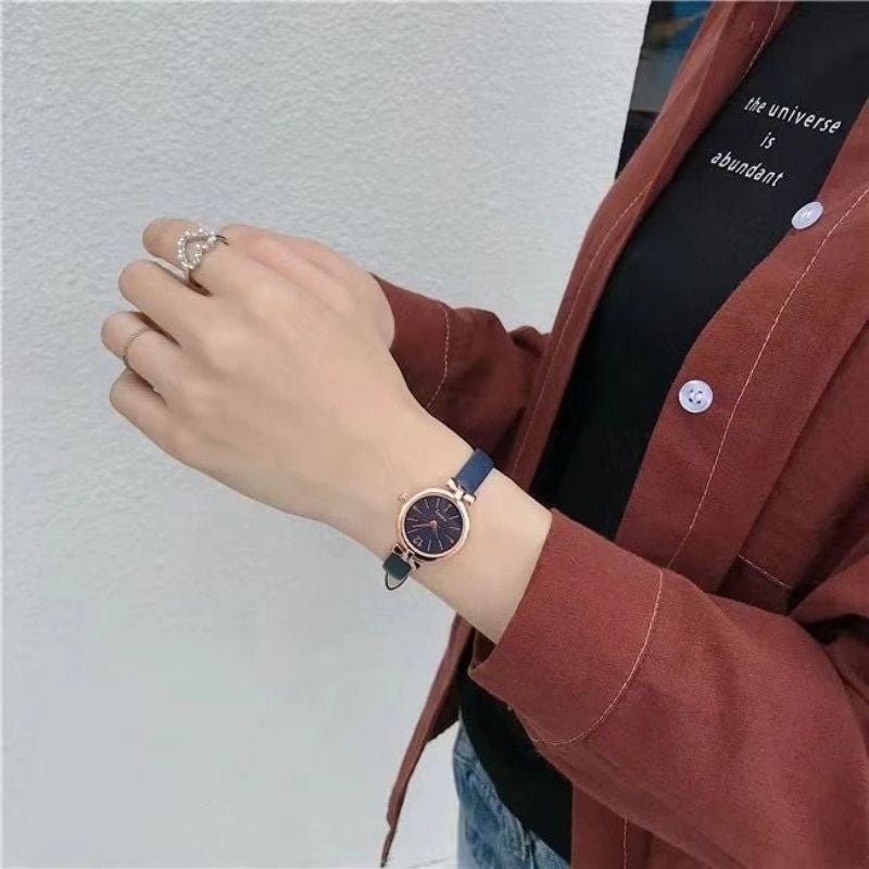 Pekanbaru Jam Tangan Casual Wanita Analog Kecil Dial Bulat Dengan Strap Pu