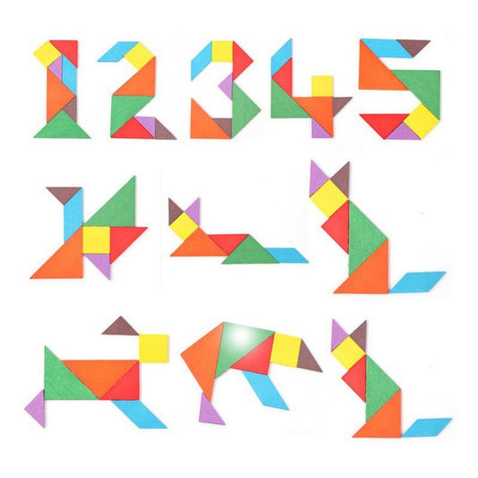 Pekanbaru Puzzle Tangram Mini 11Cmx 11CM - Puzle Kayu Mainan Edukasi Anak Balok Edukatif tektris