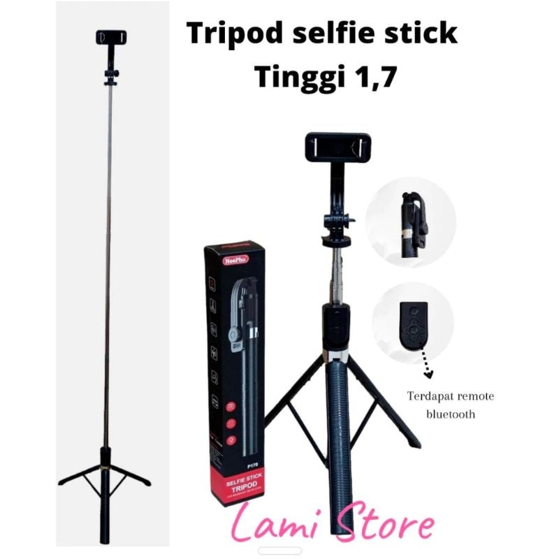 Pekanbaru (170Cm) Tongsis Bluetooth Selfie Stick Tripod 170Cm