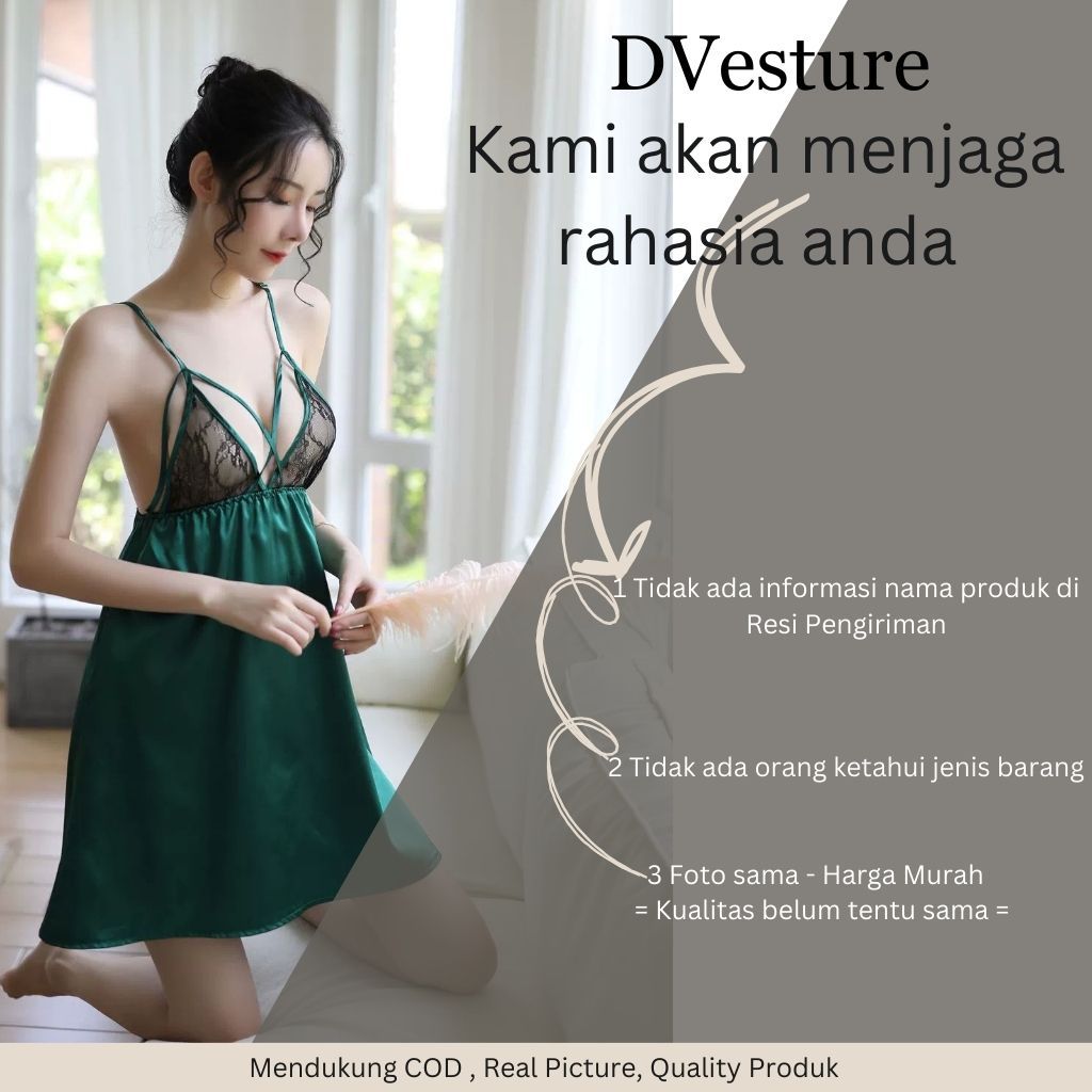Pekanbaru Lingerie Seksi Set Free Size D-17 Dress Satin Double Cross Tie V Neck Baju Tidur Wanita Baju Dinas Malam Panjang