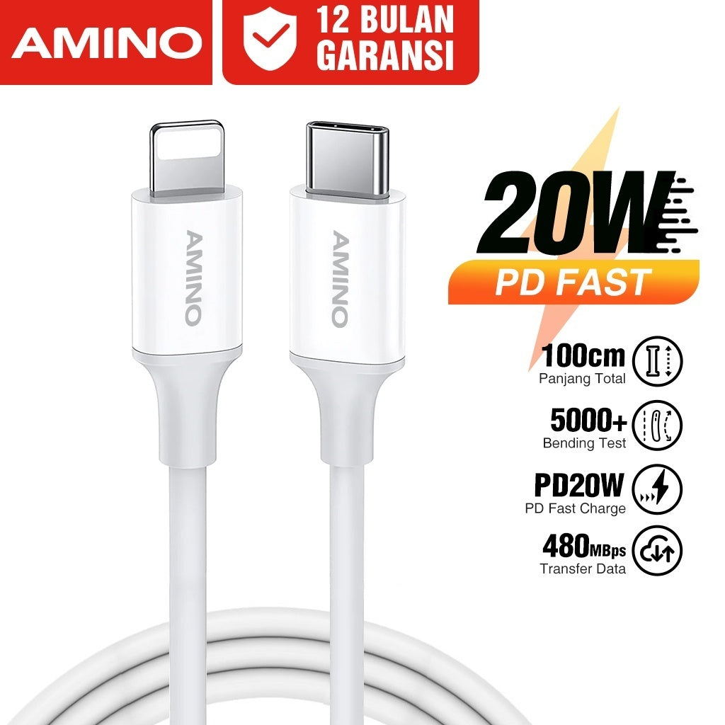 Pekanbaru Kabel Data Charger Untuk Iphone Original AMINO  Cable data Fast Charger 1M For IP 15 Pro Max 14 13 12 11 XR XS