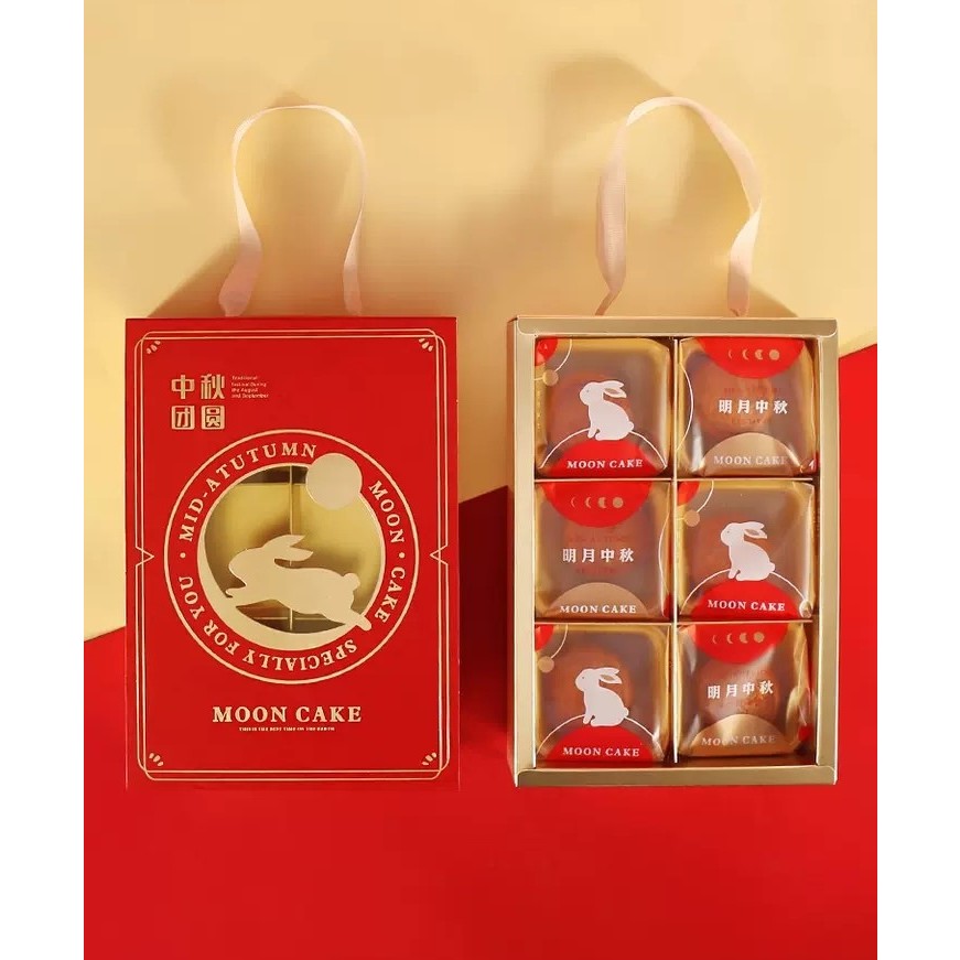 Pekanbaru Mooncake Hampers Box / Kotak Kue Bulan Handle Tali Pita Sekat 6