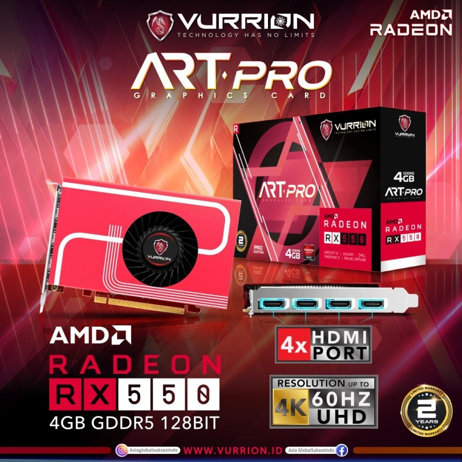 Pekanbaru Vurrion Radeon Rx550 4Gb Graphic Card (Vga)