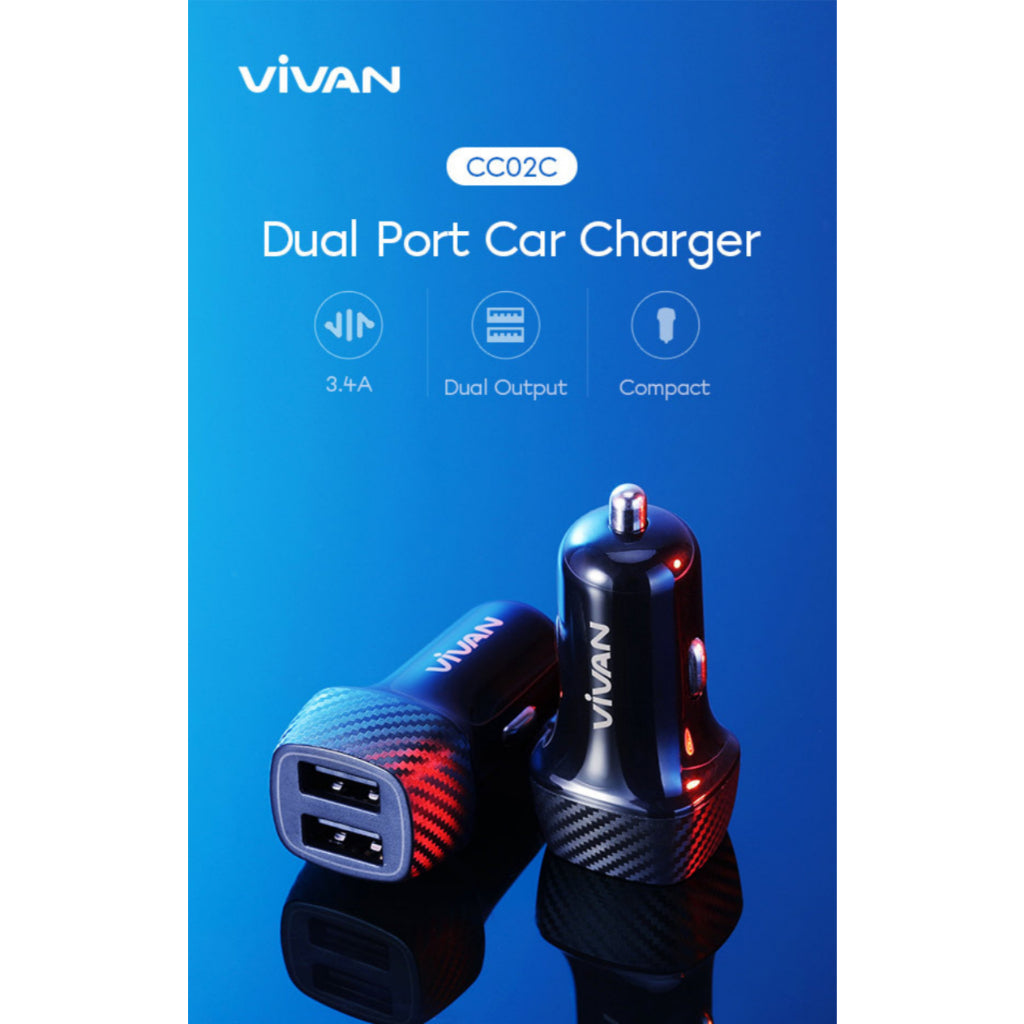Pekanbaru Car Charger 3.4A Vivan Cc02C (2 Port)