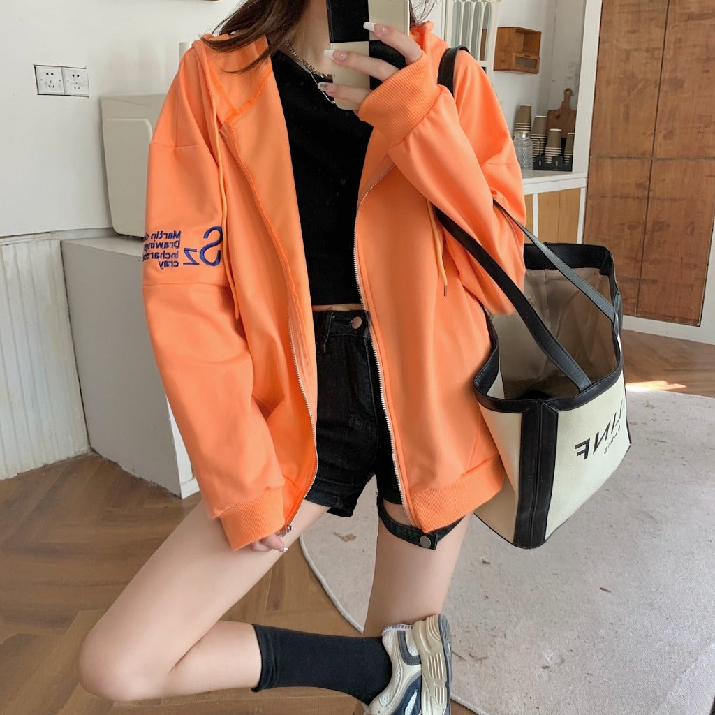 Pekanbaru Jacket Zipper Oversize Polos Sz Hoodie Resleting Bordir Martin Designed Drawings Incharcoal and Cray Hitam Orange Putih Jaket Berkualitas Simple Elegan Plain Korean Style