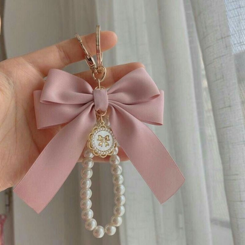 Pekanbaru Hanya 3 Hari Diskon Khusus : Gantungan Tas wanita  Pita Mutiara Clarice Cantik/keychain