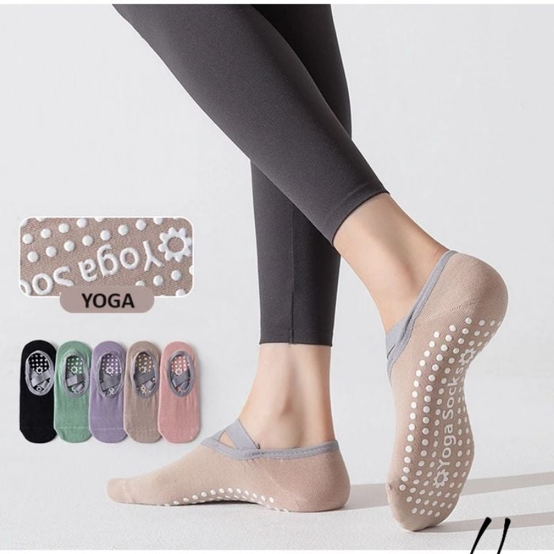 Pekanbaru Kaos Kaki Wanita Yoga Anti Slip Cross Gym Fitness Women Socks