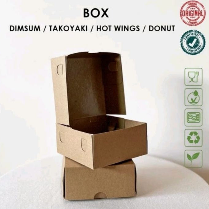 Pekanbaru 50 Pcs Paper Lunch Box Kraft XS Kemasan Dimsum Takoyaki Desert Roti Kue Donat Laminasi Food Grade