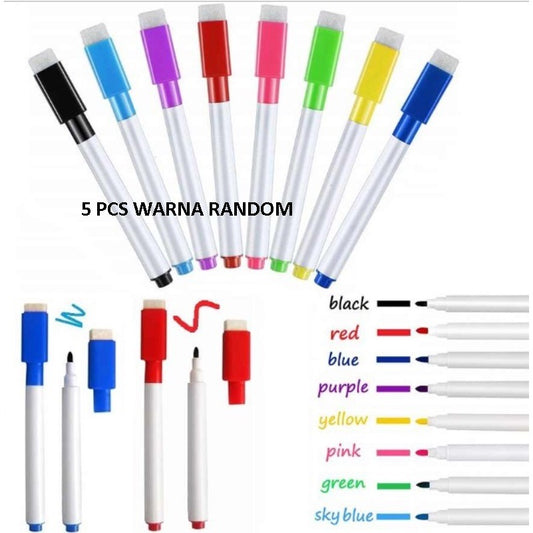 Pekanbaru 5 Pcs Spidol Warna Warni Bisa Dihapus Whiteboard Wipe Clean Whiteboard Marker Anak Anak Spidol