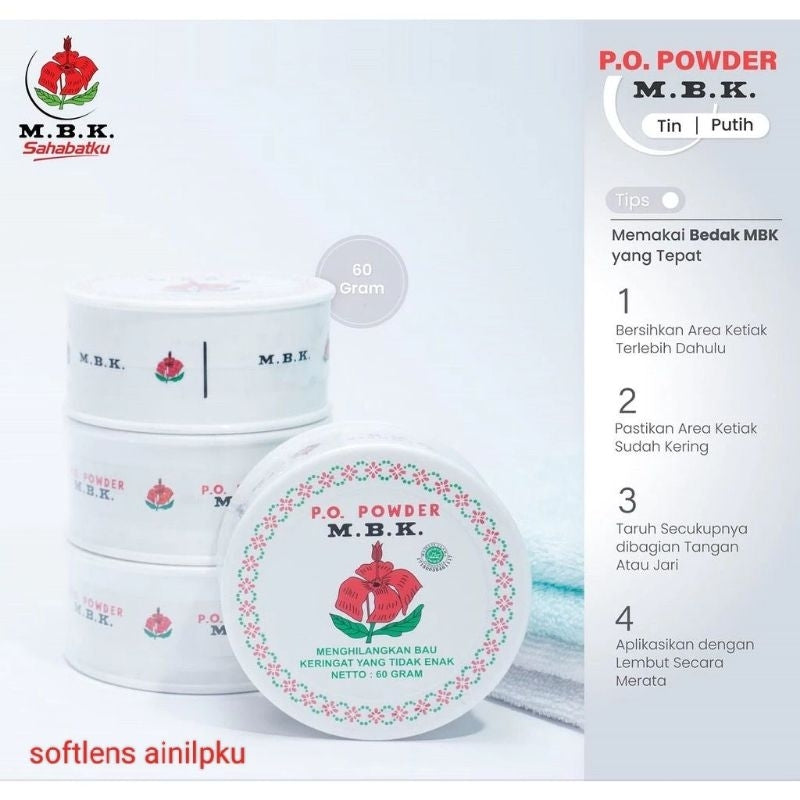 Pekanbaru Mbk  M.B.K Tin Kemasan Putih \ Silver - Bedak Deodorant  Bubuk 60Gr
