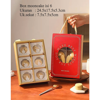 Pekanbaru Mooncake Hampers Box / Kotak Kue Bulan Handle Tali Pita Sekat 6