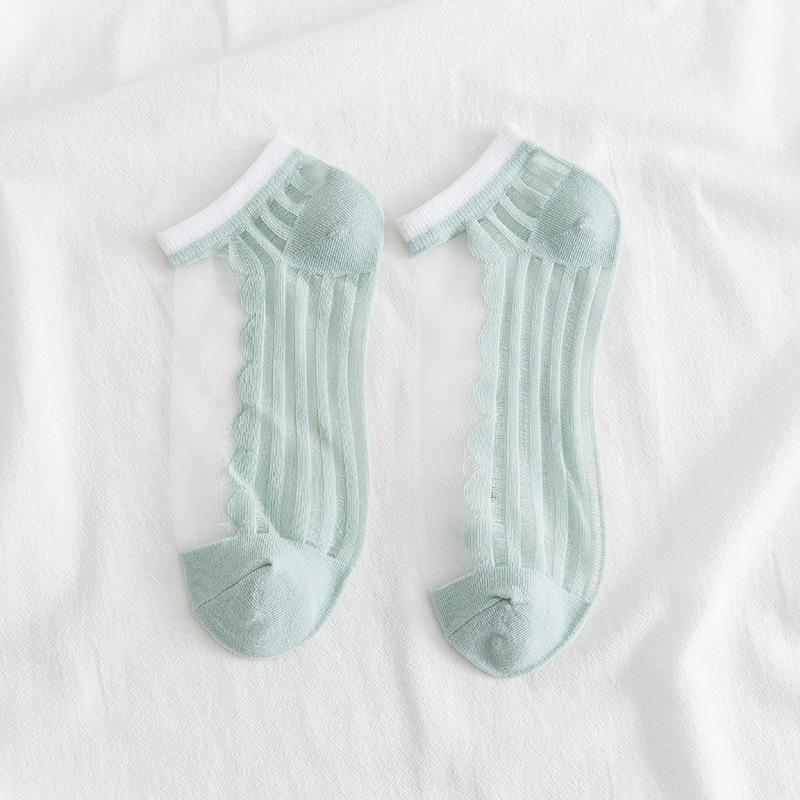 Pekanbaru Kaos Kaki Soft Semi Transparan Women Socks Jaring Kaus Kaki Berkualitas Korean Style Colorful Pastel Renda Aesthetic Clear