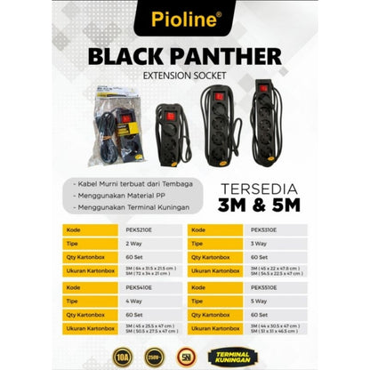Pekanbaru Cok Sambung / Kabel Sambung / Stop Kontak Pioline Black Phanter 2L 3L 4L 5L 3Meter