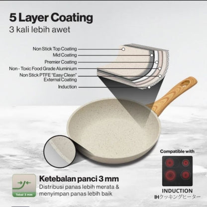 Pekanbaru Deep Fry Pan / Deep Fry Pan Marble Induksi Miyako / Dfp-2412M Wi / Dfp-2612 M Wi / Dfp-2812 M Wi / Teflon