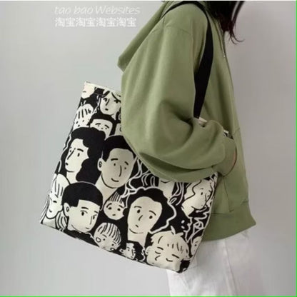 Pekanbaru Tote Bag Tas Samping Kanvas Totebag  Karakter Kartun Lucu Wanita Fashion