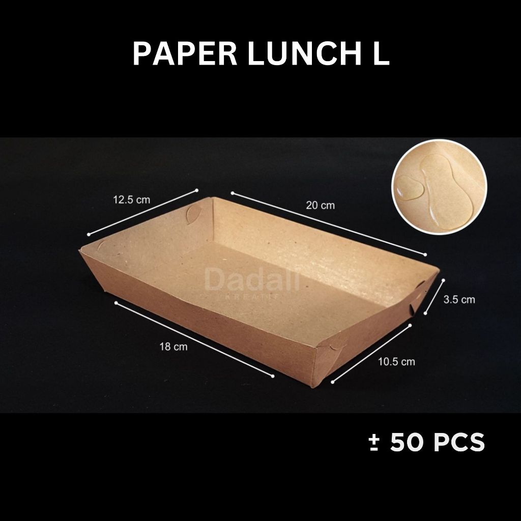 Pekanbaru Paper Lunch Box L M M-HEMAT S XS Kemasan Dimsum Ayam Geprek Mie Gorengan Brownies Laminasi Food Tray