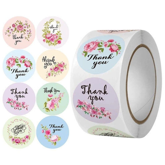 Pekanbaru 1 ROLL Stiker Label Thank You (500 Pcs) Sticker Ucapan Bulat Tempel Label Colorfull 2,5 cm