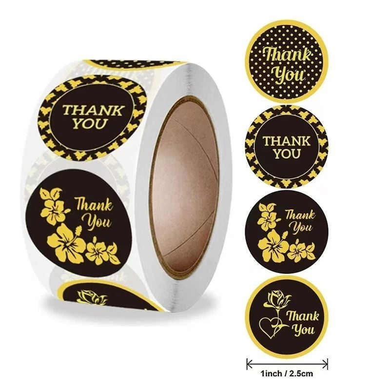 Pekanbaru 1 ROLL Stiker Label Thank You (500 Pcs) Sticker Ucapan Bulat Tempel Label Colorfull 2,5 cm