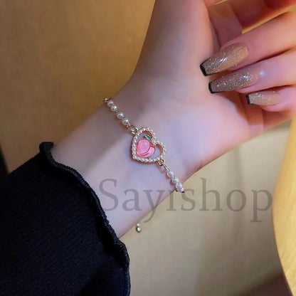 Pekanbaru Gelang Bracelets Fashion Swan Cuff Bracelet With Zircon Women Animal Bird