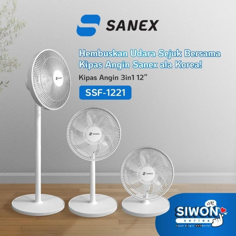 Pekanbaru Kipas Angin Sanex Siwon 2 In 1 Stand Fan Dan Desk Fan Ssf-1221 12Inch Kipas Angin Sanex Ssf 1221