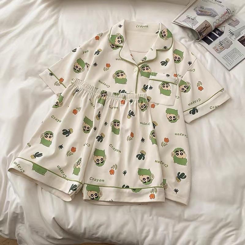 Pekanbaru Baju Tidur Set Kemeja Lengan Pendek Celana Pendek Piyama Setelan Full Pattern Piyama Kancing Depan Unik Motif Lucu Korean Style Sleep Wear Hot Pants Model Shirt