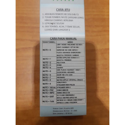 Pekanbaru Remot Stb Jitu / Remot Set Top Box / Remote Stb Multi Bisa Untuk Semua Merk