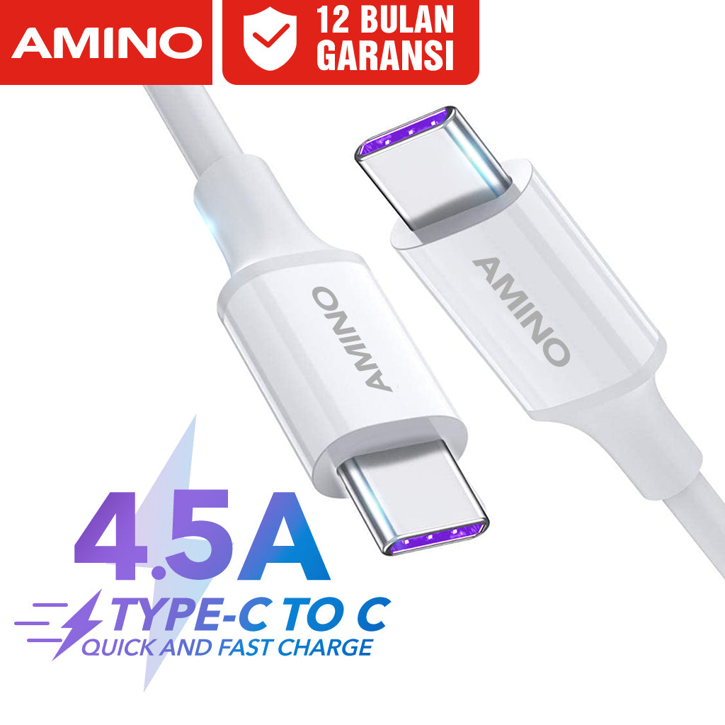 Pekanbaru Kabel Data Charger TYPE C To TYPE C Original AMINO Cable Data Fast charging PD QC3.0 Quick Charger Untuk xiaomi samsung vivo huawei HQ