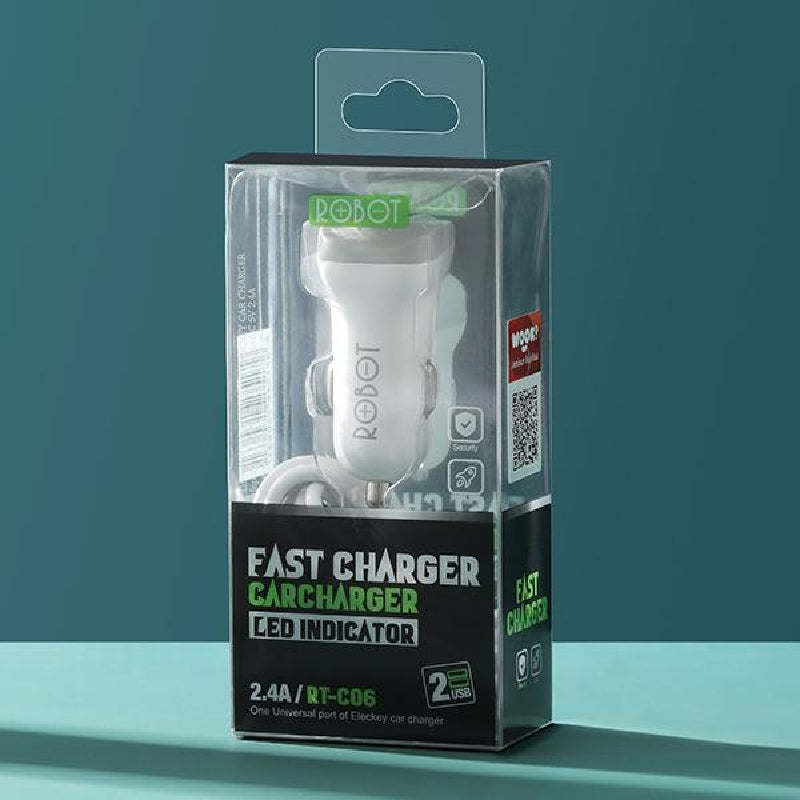 Pekanbaru Car Charger 2.4A Robot Rt-C06 (2 Usb Port)