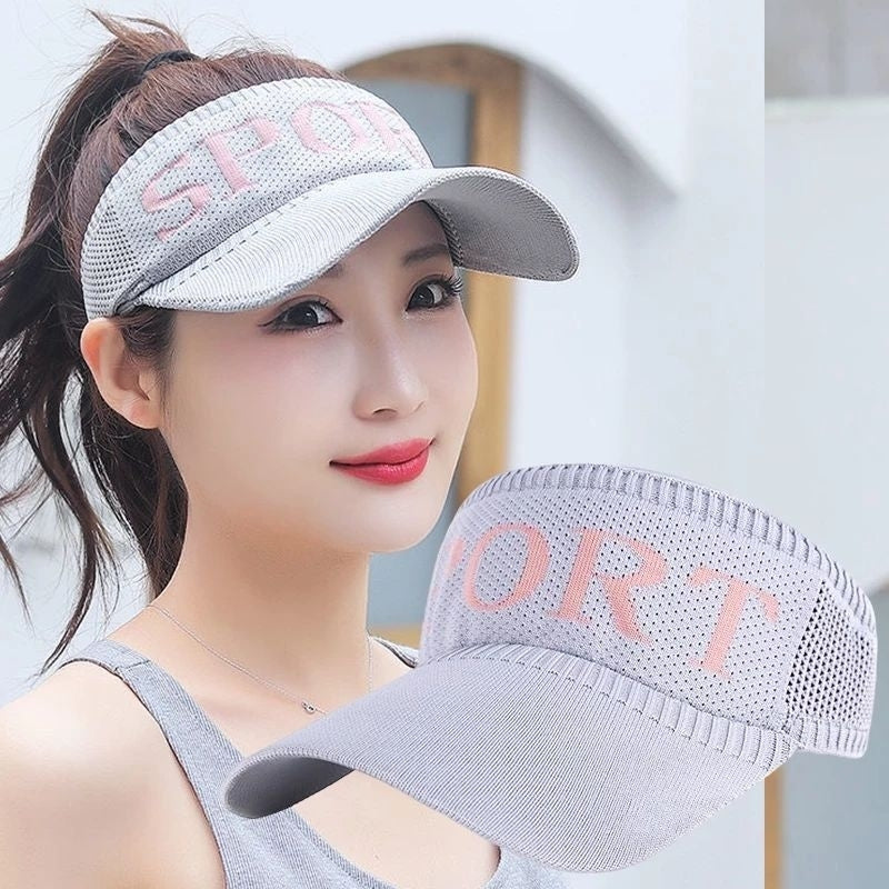 Pekanbaru Topi Senam Zumba Wanita Dewasa Knit Visor Sport Rajut Katun Bersepeda Pantai