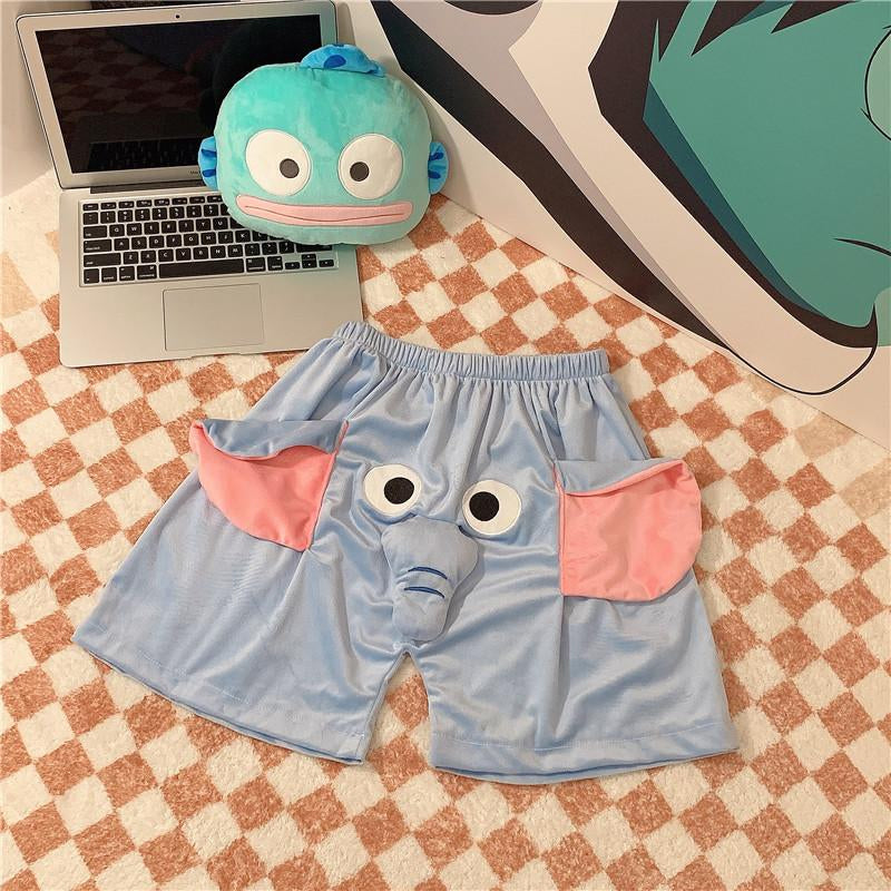 Pekanbaru Celana Pendek Motif Gajah Lucu Belalai Bunyi Dumbo Unik Couple Piyama Tidur Celana Gajah Short Pants Daily Pink Biru Unisex